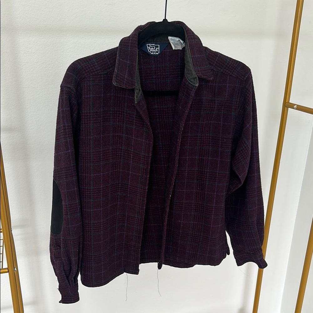 Vintage Woolrich Purple Plaid Jacket with Elbow Patches